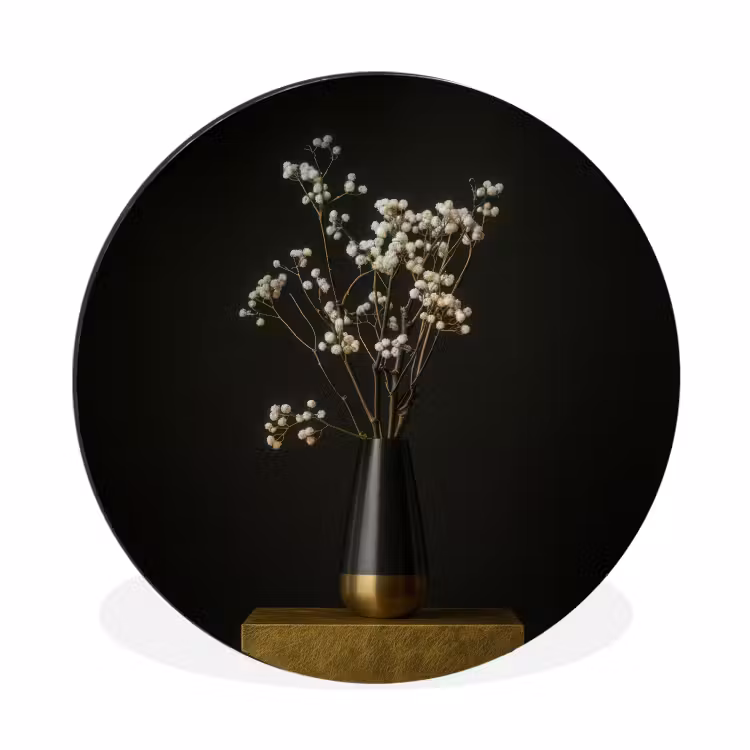Bloembollen - Wit - Vaas - Minimalistisch Wandcirkel aluminium klein -3d