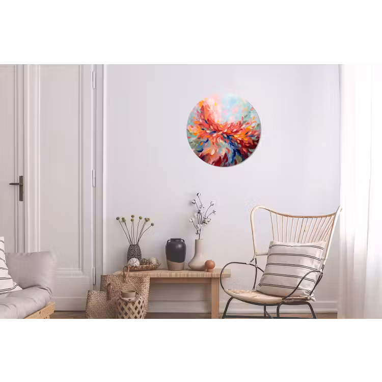 Bloemen - Abstract - Kunst - Modern Wandcirkel aluminium klein -woonkamer