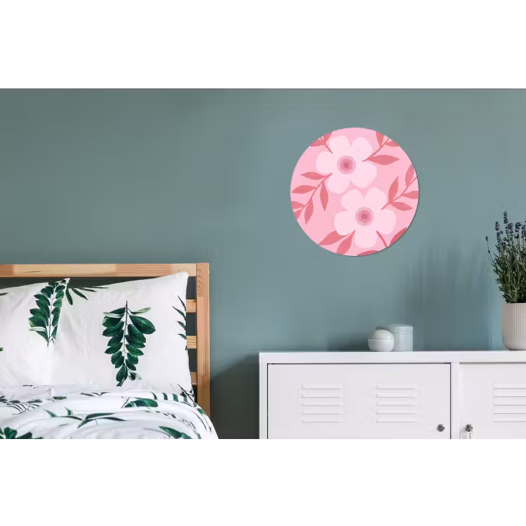 Bloemen - Abstract - Modern - Roze - Natuur Wandcirkel aluminium klein -slaapkamer