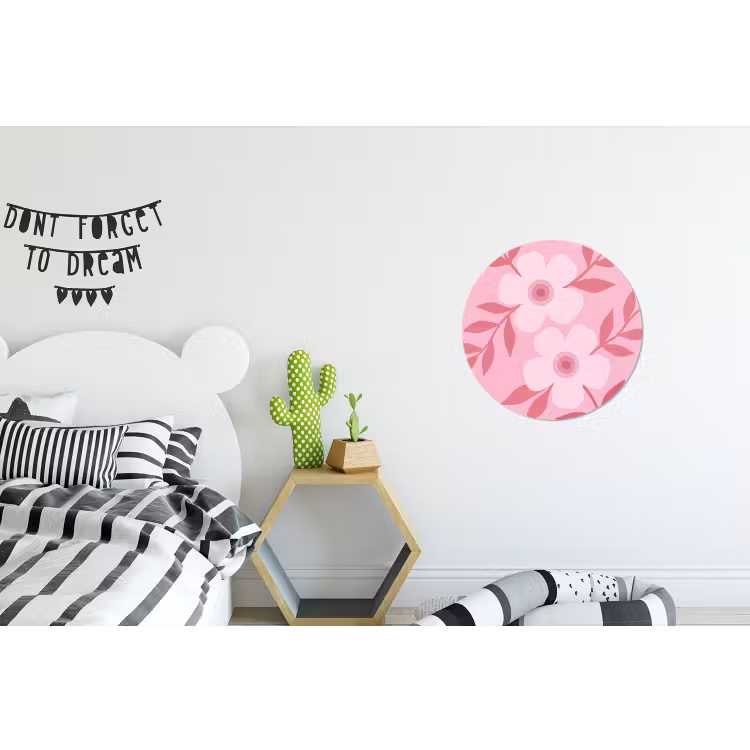 Bloemen - Abstract - Modern - Roze - Natuur Wandcirkel aluminium klein -kinderkamer