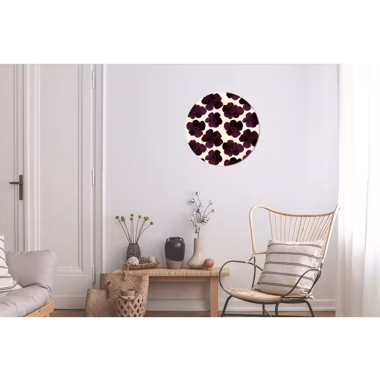 Bloemen - Aquarel - Paars Wandcirkel aluminium klein 190 -woonkamer