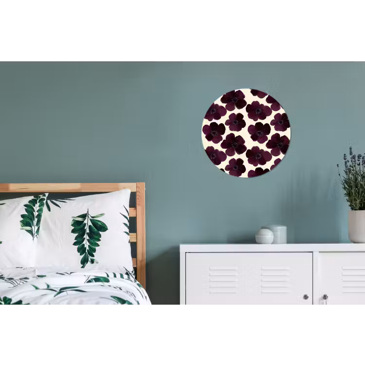 Bloemen - Aquarel - Paars Wandcirkel aluminium klein 190 -slaapkamer