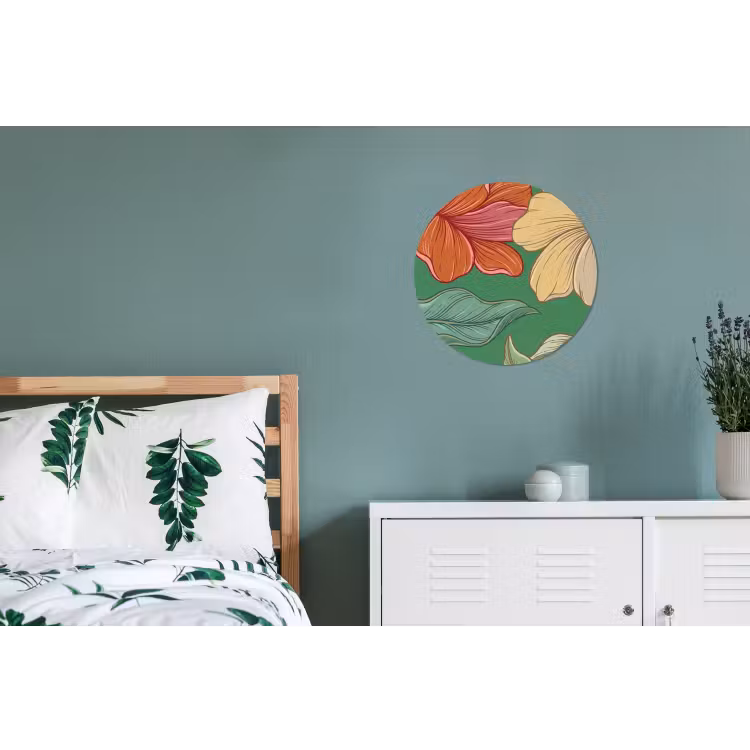 Muurcirkel aluminium - Bloemen - Groen - Illustratie - Bloemen - Groen - Illustratie Wandcirkel aluminium klein