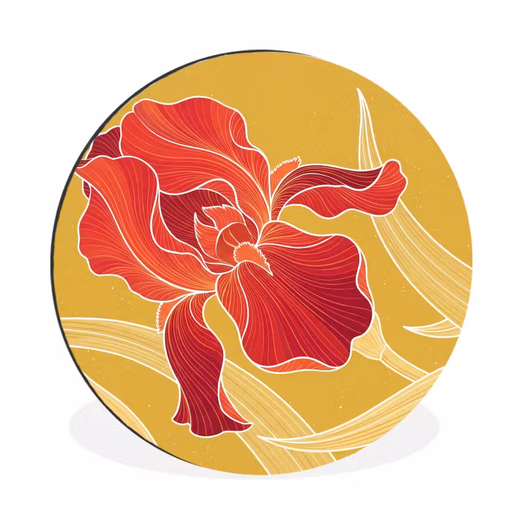 Muurcirkel aluminium - Bloemen - Illustratie - Rood - Bloemen - Illustratie - Rood Wandcirkel aluminium klein