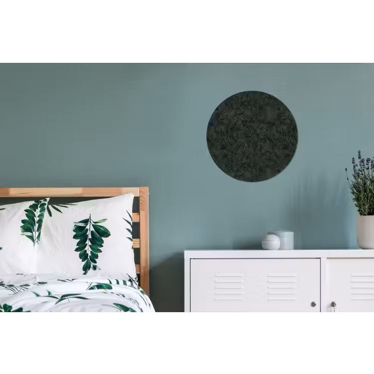 Bloemen - Lijnen - Groen Wandcirkel aluminium klein 190 -slaapkamer
