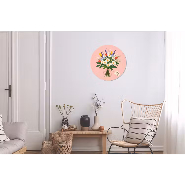 Bloemen - Lint - Kaartje Wandcirkel aluminium klein -woonkamer