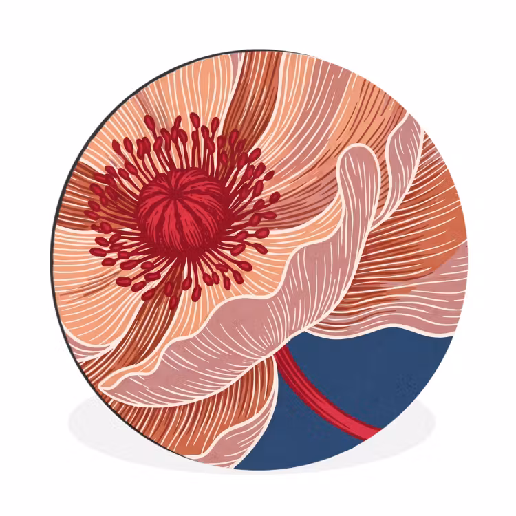 Muurcirkel aluminium - Bloemen - Modern - Abstract - Bloemen - Modern - Abstract Wandcirkel aluminium klein