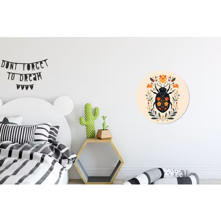 Bloemen - Oranje - Planten - Sierlijk Wandcirkel aluminium klein -kinderkamer