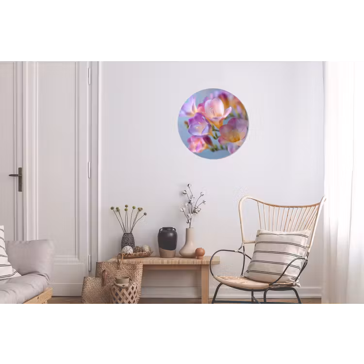 Bloemen - Paars - Overloop - Meeldraden Wandcirkel aluminium klein -woonkamer