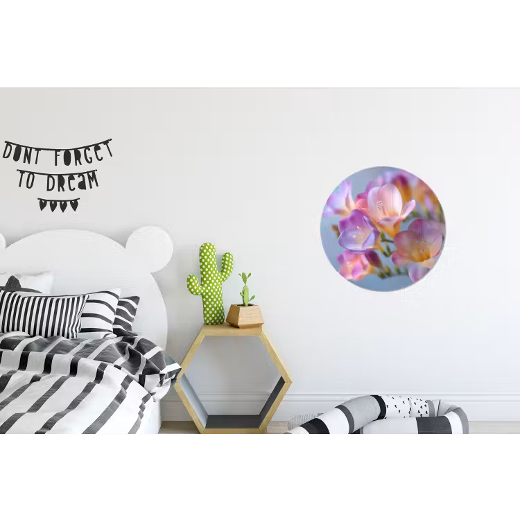 Bloemen - Paars - Overloop - Meeldraden Wandcirkel aluminium klein -kinderkamer