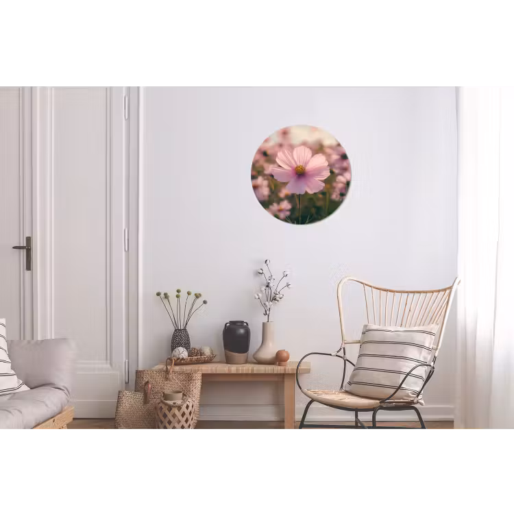 Bloemen - Paars - Wazig Wandcirkel aluminium klein -woonkamer