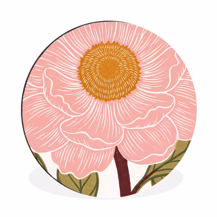 Muurcirkel aluminium - Bloemen - Roze - Illustratie - Bloemen - Roze - Illustratie Wandcirkel aluminium klein