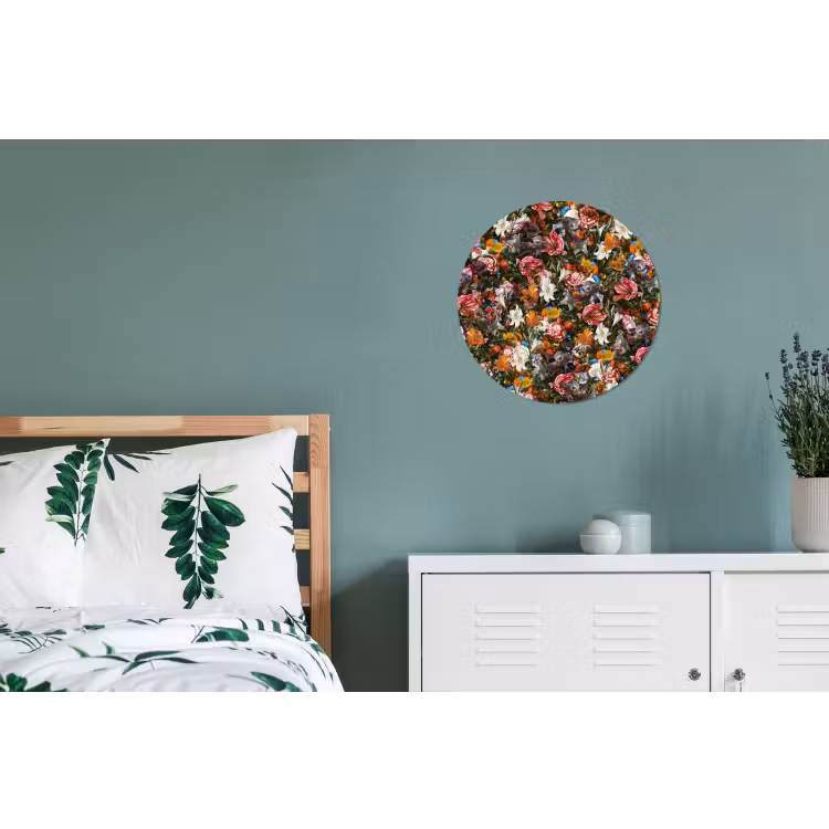 Bloemen - Vlinder - Design - Kunst - Abstract - Schilderij - Oude meesters Wandcirkel aluminium klein -slaapkamer