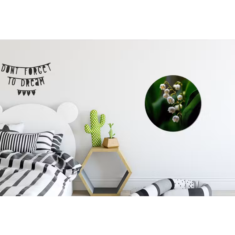 Bloemen - Wit - Bladeren - Lelietjes Wandcirkel aluminium klein -kinderkamer