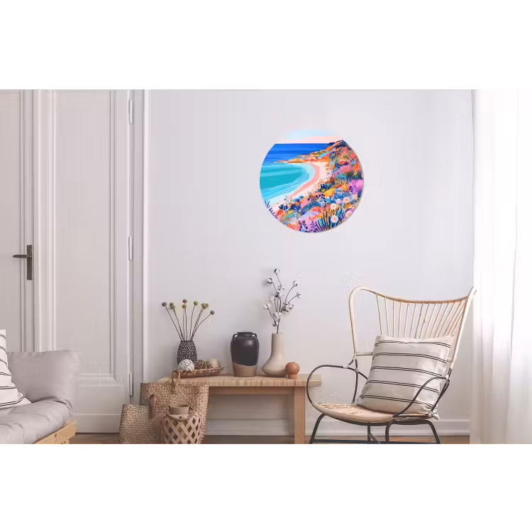 Bloemenweide - Zee - Zomers Wandcirkel aluminium klein -woonkamer