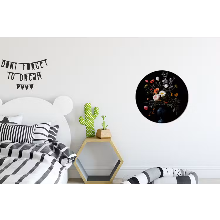 Bloemstuk - Vaas - Zwart Wandcirkel aluminium klein -kinderkamer
