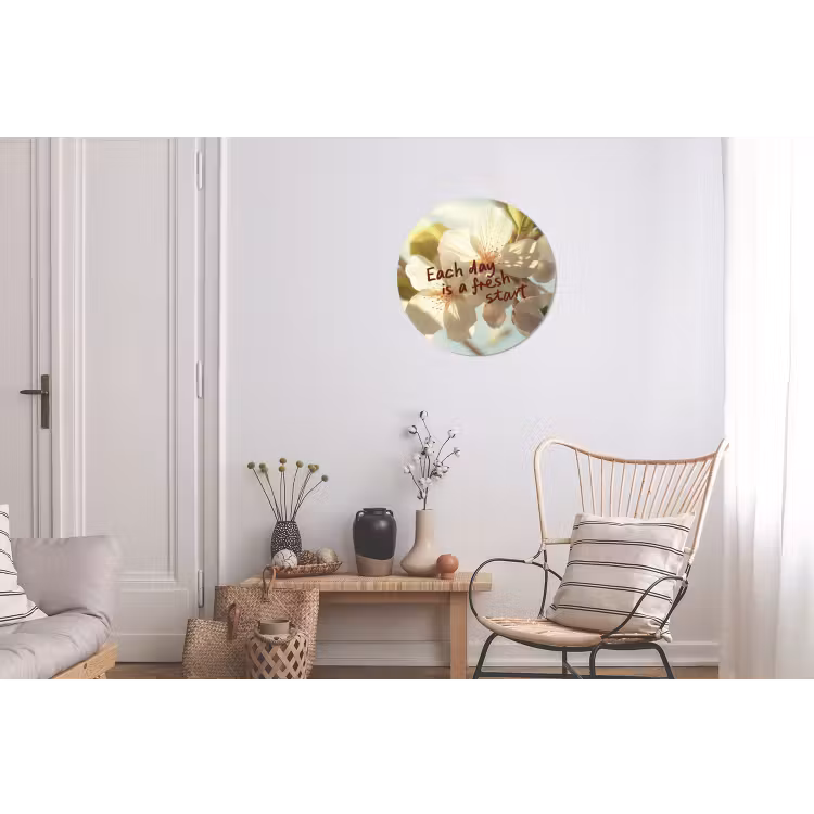 Bloesems - Zonlicht - Quote - Wit Wandcirkel aluminium klein -woonkamer