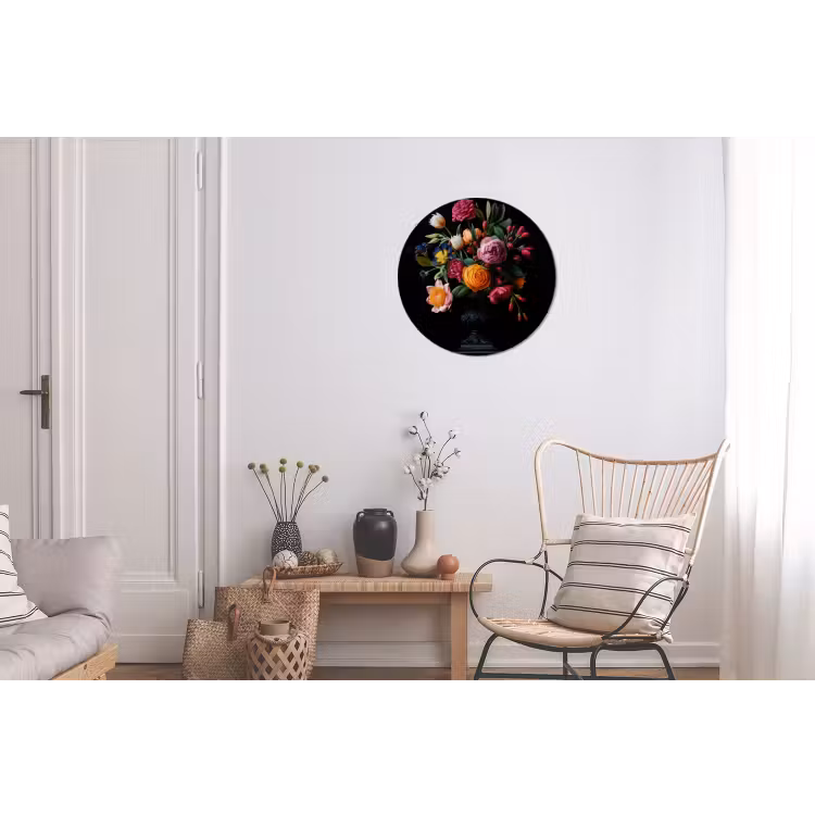 Boeket - Romantisch - Kleurrijk Wandcirkel aluminium klein -woonkamer