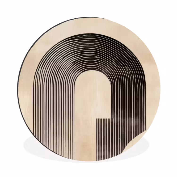 Boog - Strepen - Minimalistisch - Zwart Wandcirkel aluminium klein -3d