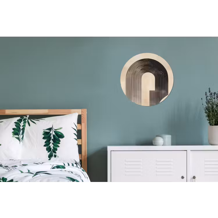 Boog - Strepen - Minimalistisch - Zwart Wandcirkel aluminium klein -slaapkamer