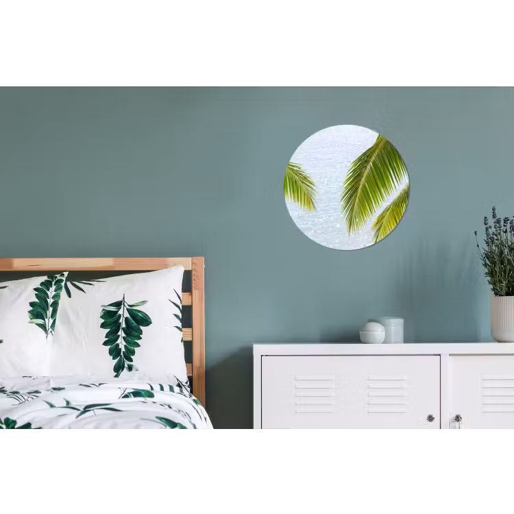 Boom - Bladeren - Water - Tropisch - Groen Wandcirkel aluminium klein -slaapkamer