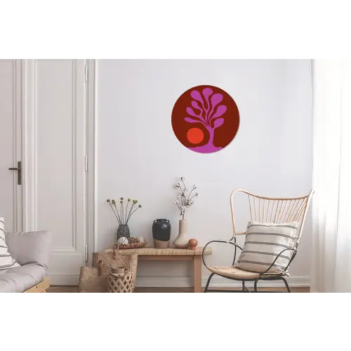 Boom - Paars - Cirkel - Vloeiend Wandcirkel aluminium klein -woonkamer