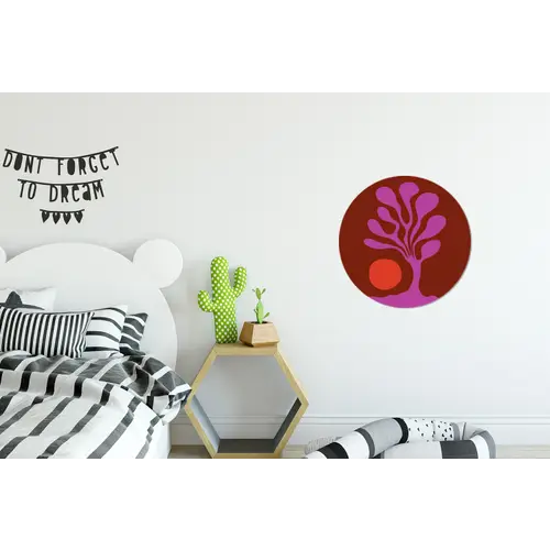 Boom - Paars - Cirkel - Vloeiend Wandcirkel aluminium klein -kinderkamer