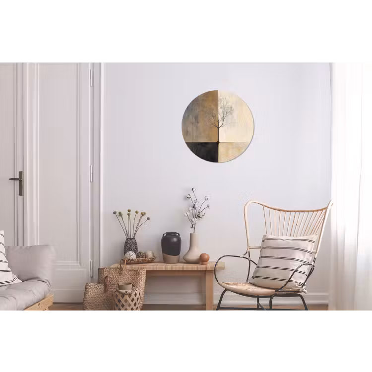 Boom - Vlakken - Takken - Kleurverloop Wandcirkel aluminium klein -woonkamer