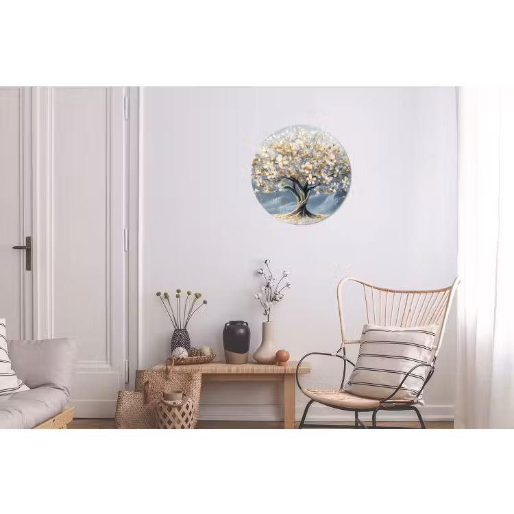 Boom - Winter - Levensboom - Modern - Goud Wandcirkel aluminium klein -woonkamer
