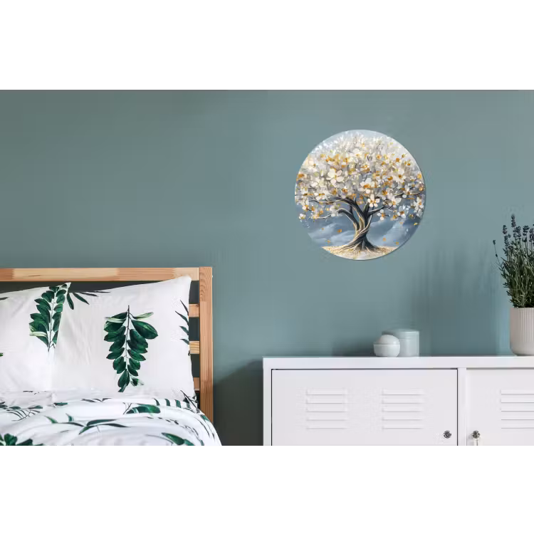 Boom - Winter - Levensboom - Modern - Goud Wandcirkel aluminium klein -slaapkamer