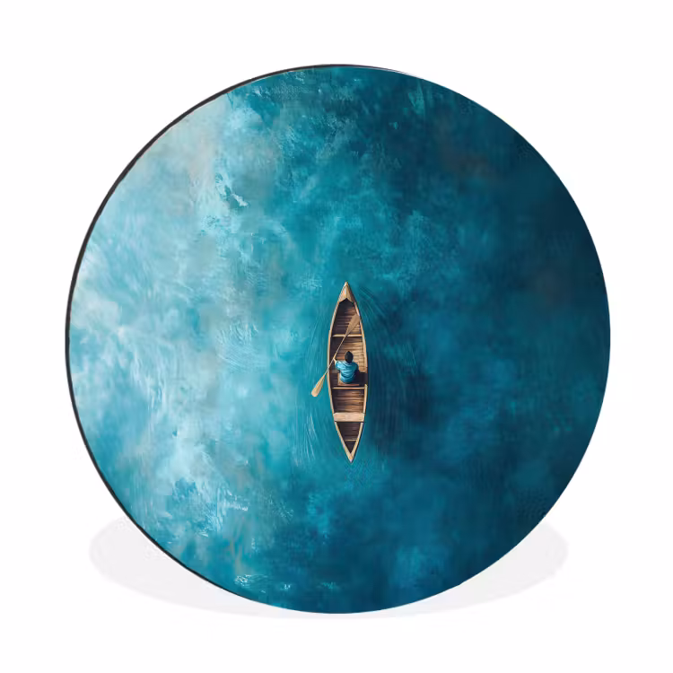 Bootje - Water - Blauw Wandcirkel aluminium klein -3d