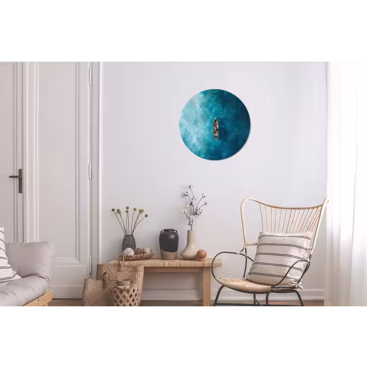 Bootje - Water - Blauw Wandcirkel aluminium klein -woonkamer