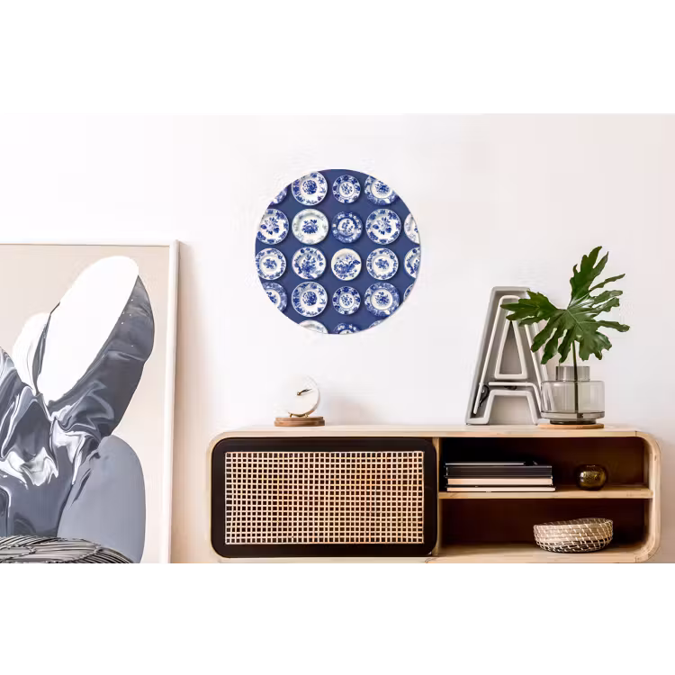 Borden - Floraal - Blauw Wandcirkel aluminium klein 190 -kantoor