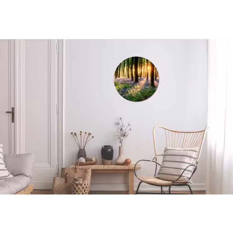 Bos - Bloemen - Lavendel - Zon Wandcirkel aluminium klein -woonkamer