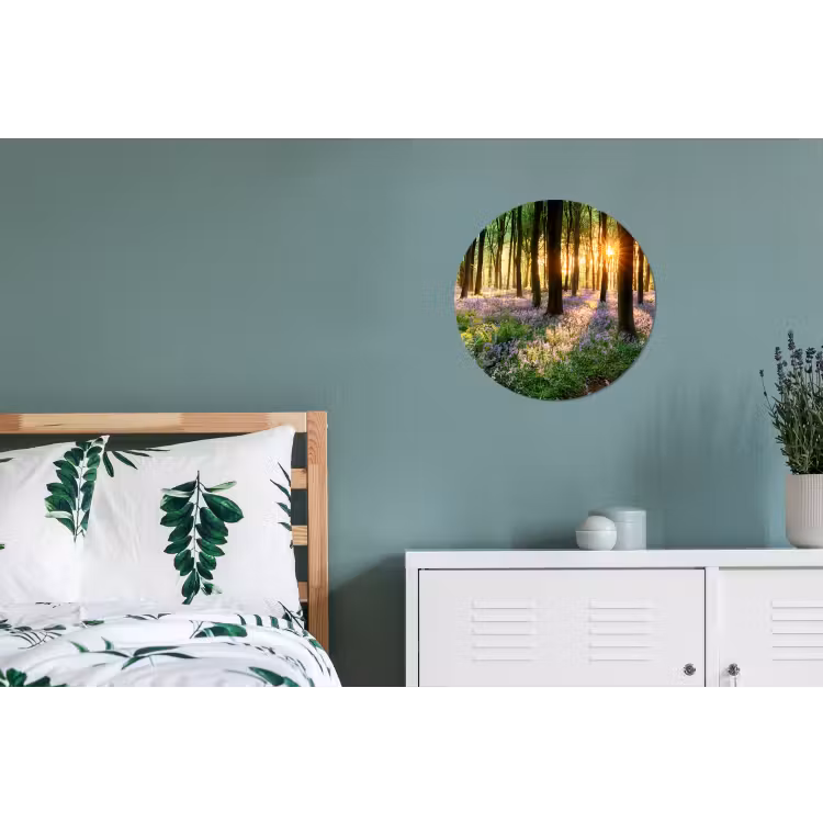 Bos - Bloemen - Lavendel - Zon Wandcirkel aluminium klein -slaapkamer