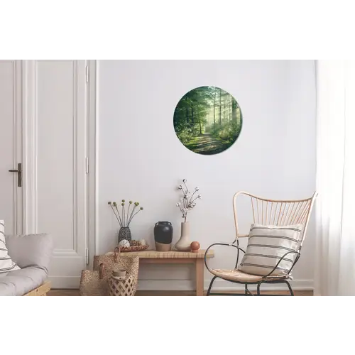 Bos - Pad - Zon - Bomen - Groen - Natuur Wandcirkel aluminium klein -woonkamer