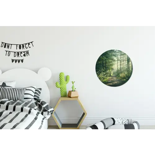 Bos - Pad - Zon - Bomen - Groen - Natuur Wandcirkel aluminium klein -kinderkamer