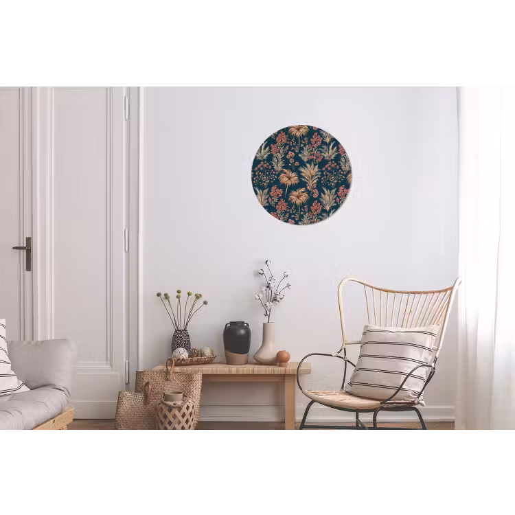 Botanisch - Patroon - Blauw Wandcirkel aluminium klein 190 -woonkamer