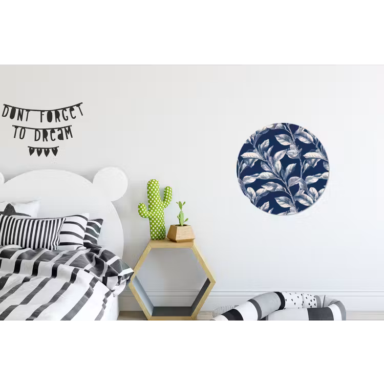 Botanisch - Patroon - Blauw Wandcirkel aluminium klein 190 -kinderkamer
