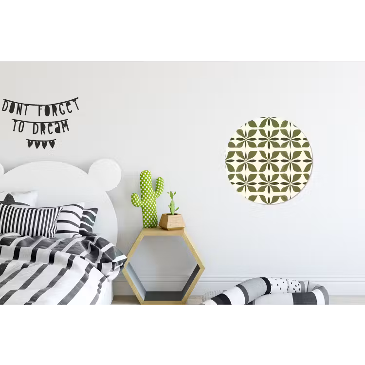 Botanisch - Retro - Groen Wandcirkel aluminium klein 190 -kinderkamer