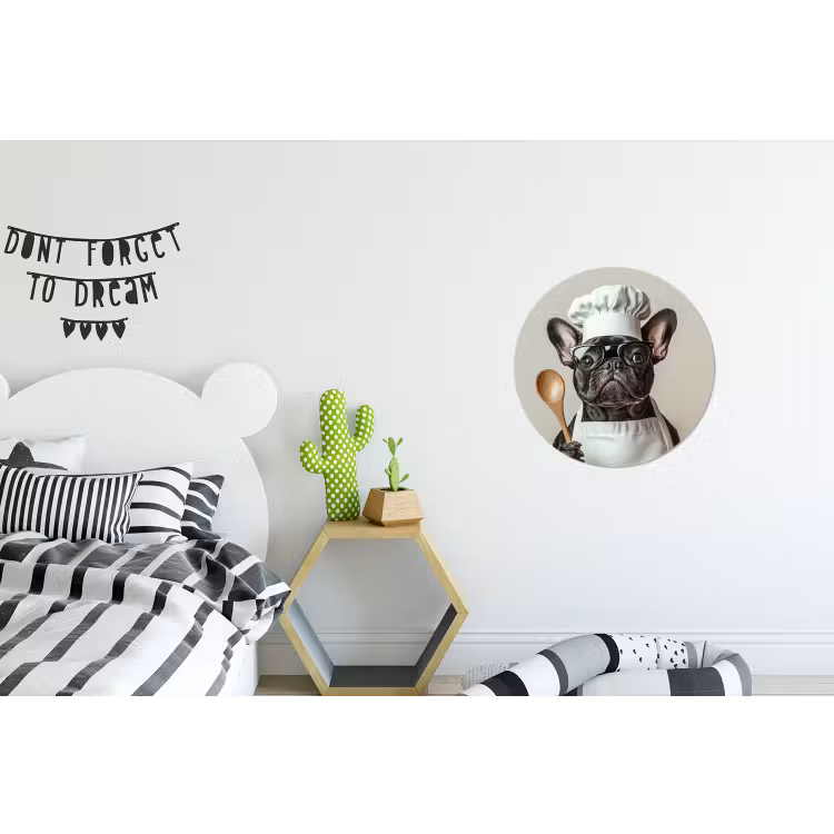 Bril - Hond - Kok Wandcirkel aluminium klein -kinderkamer