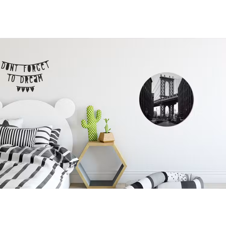 Brug - Stad - Architectuur - Modern - Zwart-wit Wandcirkel aluminium klein -kinderkamer