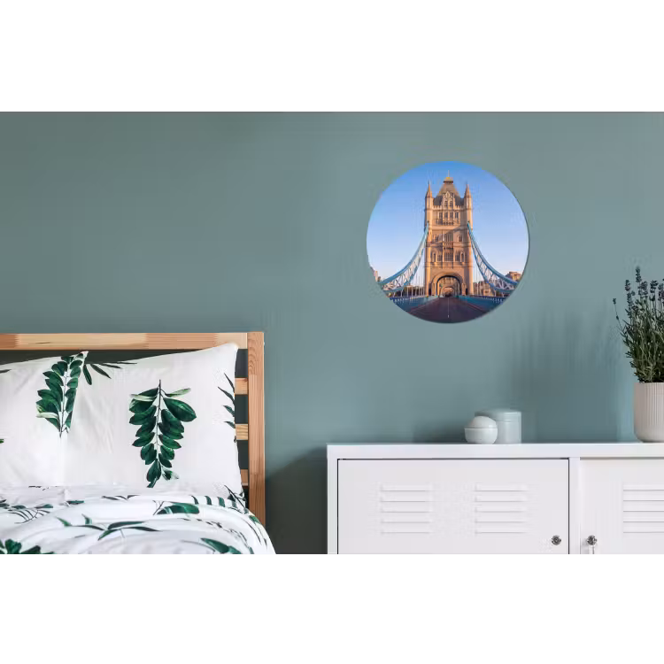 Brug - Toren - Architectuur - Klassiek - Blauw Wandcirkel aluminium klein -slaapkamer