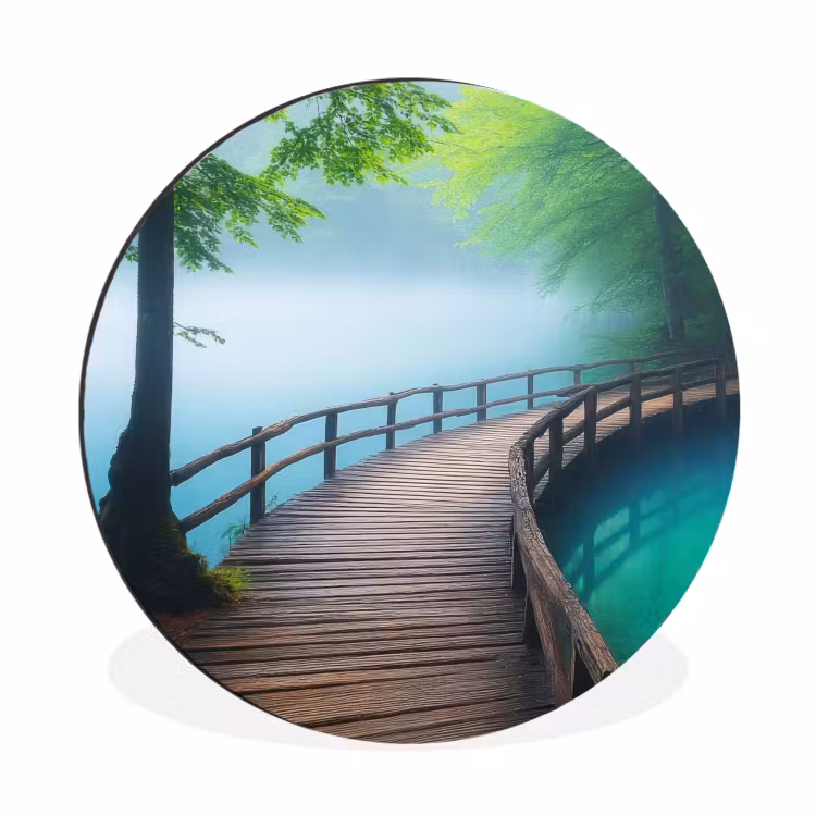Brug - Water - Rivier - Bos Wandcirkel aluminium klein -3d