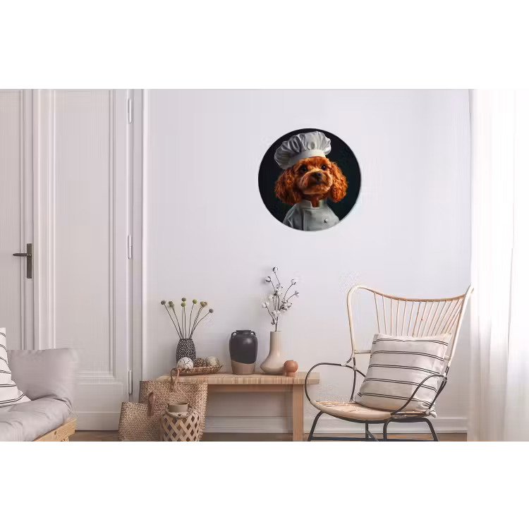 Bruin - Kok - Hondje Wandcirkel aluminium klein -woonkamer