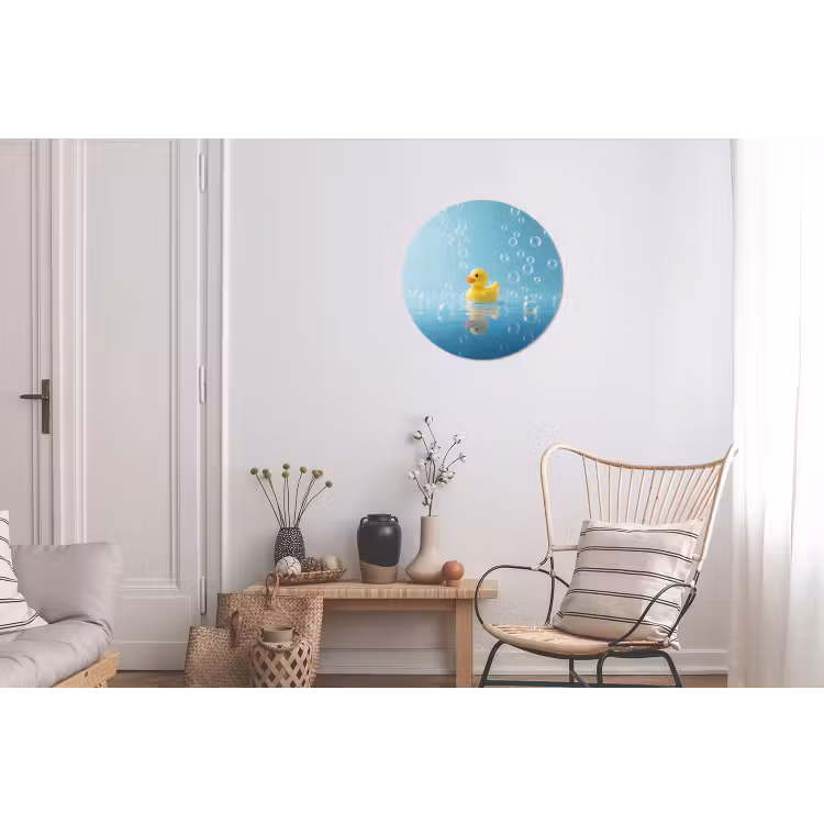 Bubbels - Badeend - Geel Wandcirkel aluminium klein -woonkamer