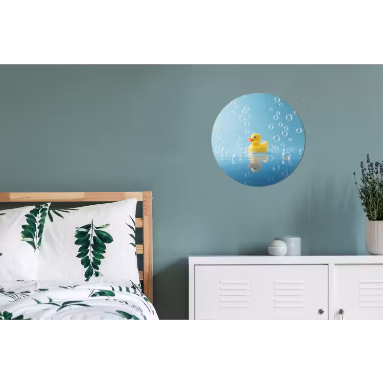 Bubbels - Badeend - Geel Wandcirkel aluminium klein -slaapkamer