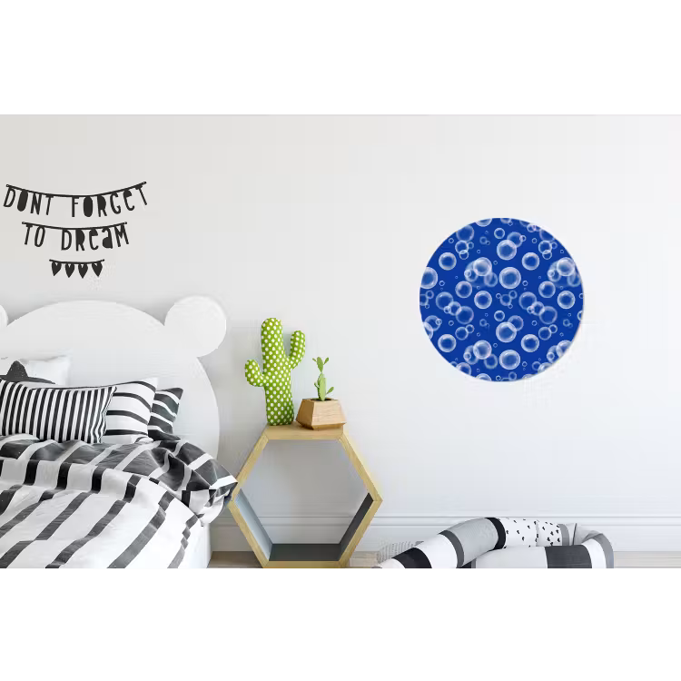 Bubbels - Patroon - Blauw Wandcirkel aluminium klein -kinderkamer