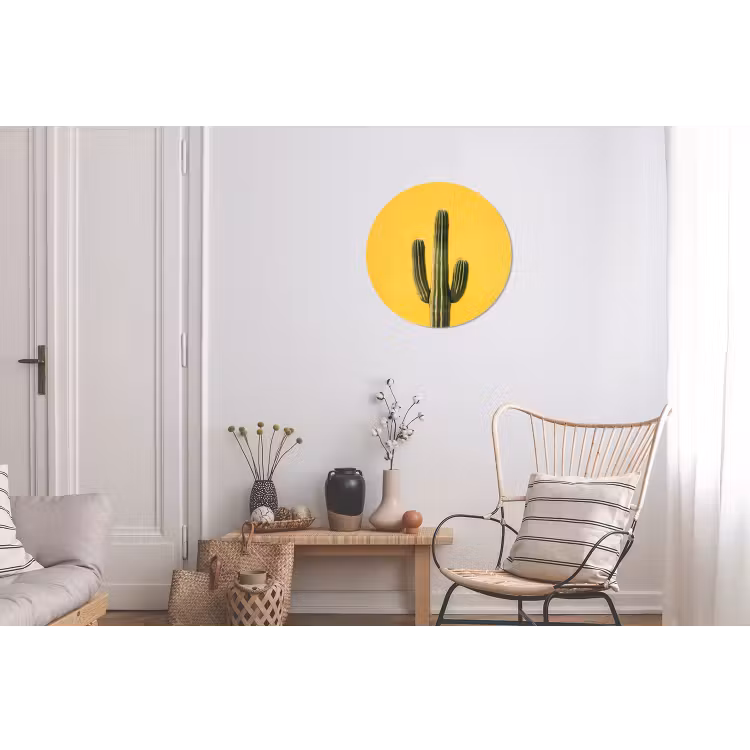 Cactus - Groen - Minimalistisch Wandcirkel aluminium klein -woonkamer