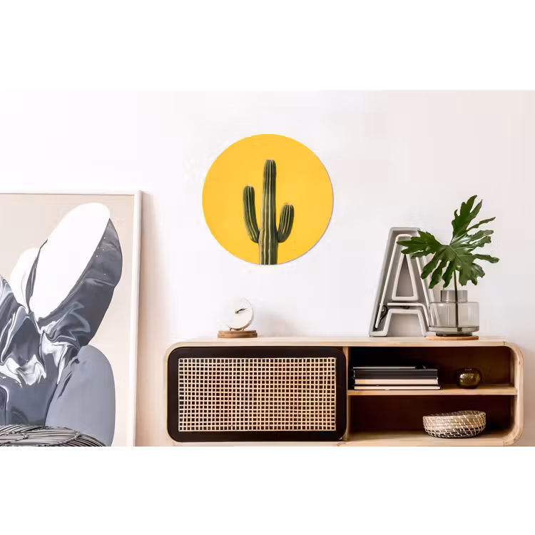 Cactus - Groen - Minimalistisch Wandcirkel aluminium klein -kantoor